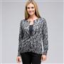 Button Front Crew Neck Cardigan, Grey Heather Multi, small