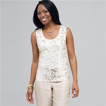 Sleeveless Sequined Top., Chino Multi, large