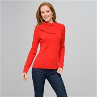 Long Sleeve Button Out Turtle Neck, Fire Red, medium