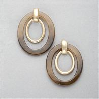 Double Hoop Clip On Earring, Gold, medium