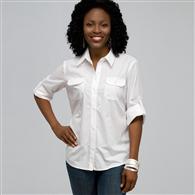 Classic Button Front Shirt, White, medium