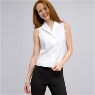 No-Iron Platinum Easy Care Sleeveless Fitted Shirt, White, medium