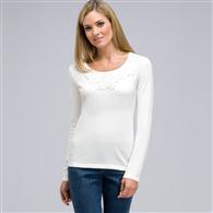 Long Sleeve Appliqued Crew Neck, Sugar, medium