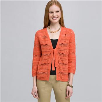 Tie Front Cardigan, Sundried Coral, large