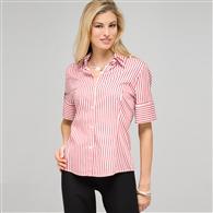 Double Collar Striped Shirt, Cardinal Red & Black, medium