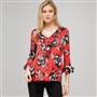 Floral Ruffle Top, Cardinal Red Multi, small