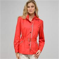 Belted Hooded Jacket, Cardinal Red, medium