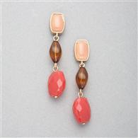Pink Quartz Dangle Earring, Gold, medium