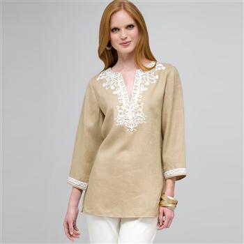 3/4 Sleeve Tunic, Tundra & Natural, large