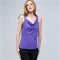 Drape Neck Tank with Buckles., Spring Violet, medium