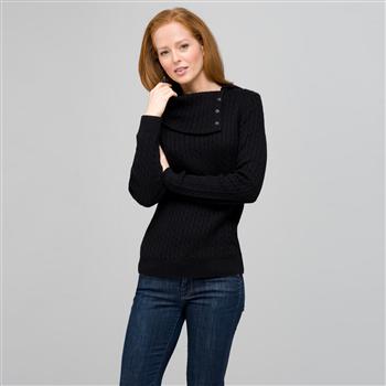 Long Sleeve Button Out Turtle Neck, Black, large
