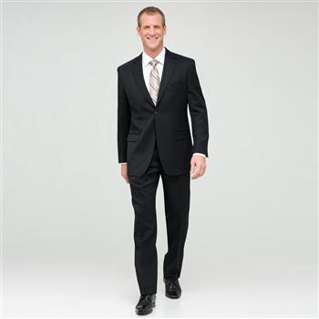Black Single Pleat Athletic Fit Wool Suit, Black, large