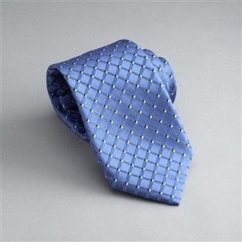 Checked Silk Tie, Cobalt, large