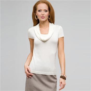 Cowl Neck Top, Ivory, large