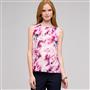 Sleeveless Pleated Floral Front Blouse, Tulip Multi, small