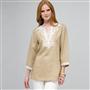 3/4 Sleeve Tunic, Tundra & Natural, small