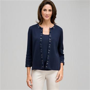 Trimmed Cardigan, Admiral Navy, large