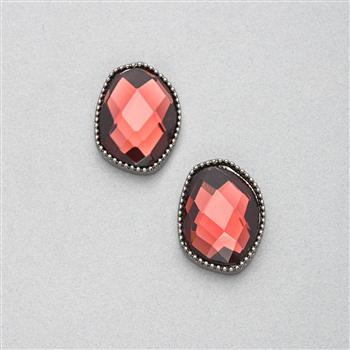 Light Hematite Button Clip-on Earrings, Hematite, large