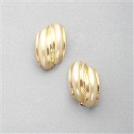 Worn Gold Curved Earring, Gold, medium