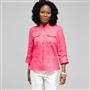 Button Front Shirt, Hot Pink, small