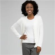 Rib Trim V-Neck Cardigan, Ivory, medium