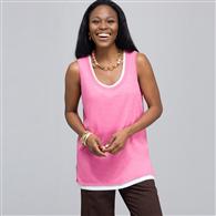 Double Layer Tank Top., Bright Raspberry and White, medium