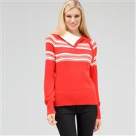 Long Sleeve Raglan Button Out Turtle Neck, Fire Red Multi, medium