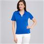 Short Sleeve Solid Cotton Polo Tee, Blue, small