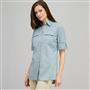 Roll Sleeve Blouse., Chambray Blue, small