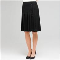 Side Button Pleated Skirt, Black, medium