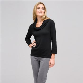 Cowl Neck Sweater, Black, large