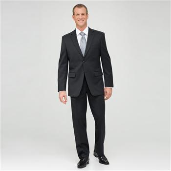 Charcoal Flat Front Athletic Fit Shadow Striped Wool Suit, Charcoal, large
