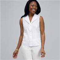 No-Iron Easy Care Sleeveless Shirt, White Multi, medium