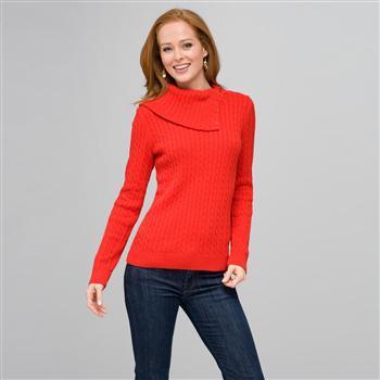 Long Sleeve Button Out Turtle Neck, Fire Red, large