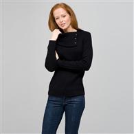Long Sleeve Button Out Turtle Neck, Black, medium