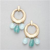 Turquoise and Gold Hoop Earring, Gold, medium