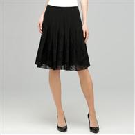 Pleated Skirt With Embroidery., Black, medium