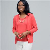 Ribbed Cardigan., New Coral, medium