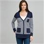 Navy and White Striped Cardigan, swiss navy & white, small