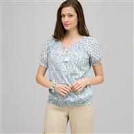 Short Sleeve Raglan Smock Shirt., Multi, medium