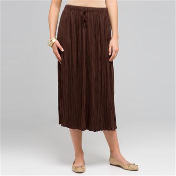 Long Crinkle Skirt, earth brown, large