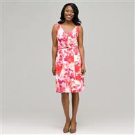 Floral V-Neck Dress, Pink Multi, medium