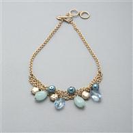 3 Strand Drop Necklace, Blue, medium