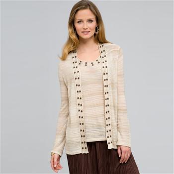 Open Front Cardigan, toast combo, large