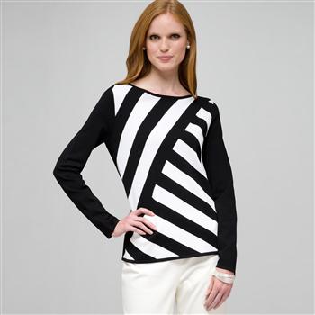 Graphic Print Sweater, Black & White, large