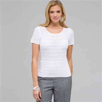 Scoop Neck Knit Top, White, large