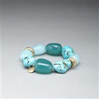 Turquoise and Gold Bracelet, Gold, medium