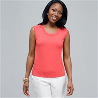 Scoop Neck Shell., New Coral, medium