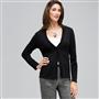 Long Sleeve Ruffle Front Trim Cardigan, , small