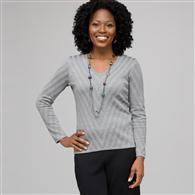 Long Sleeve V-Neck Sweater, Zinc Heather, medium